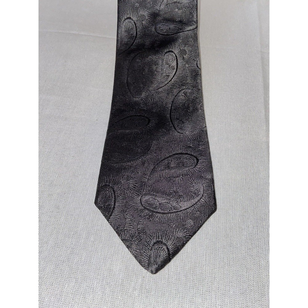 Mens Vintage Givenchy Silk Damask Gunmetal Gray Neck Tie EUC